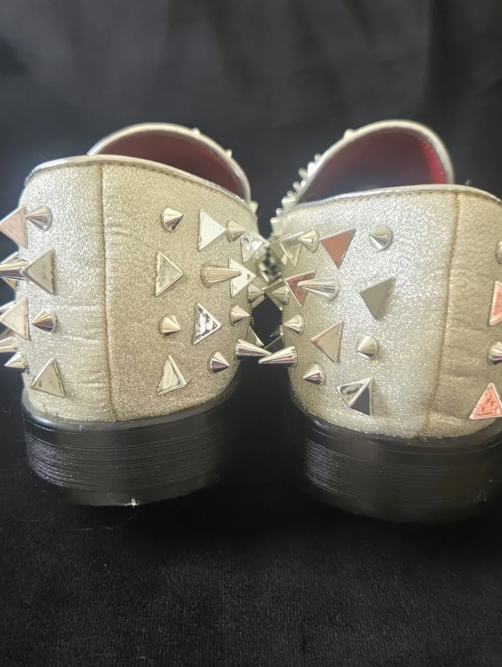 Men's Silver Studded Slip-On Loafers